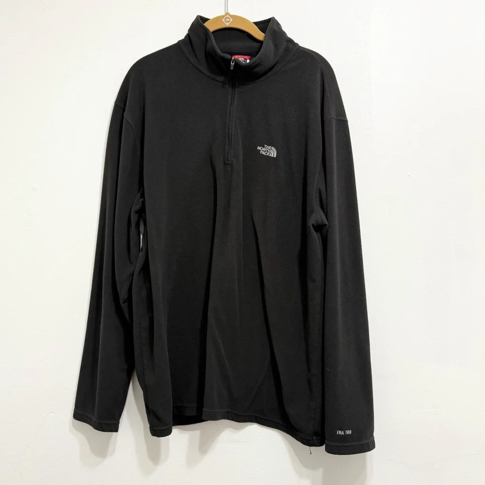 The North Face TKA 100 Quarter Zip Fleece Pullover Black Men’s XL